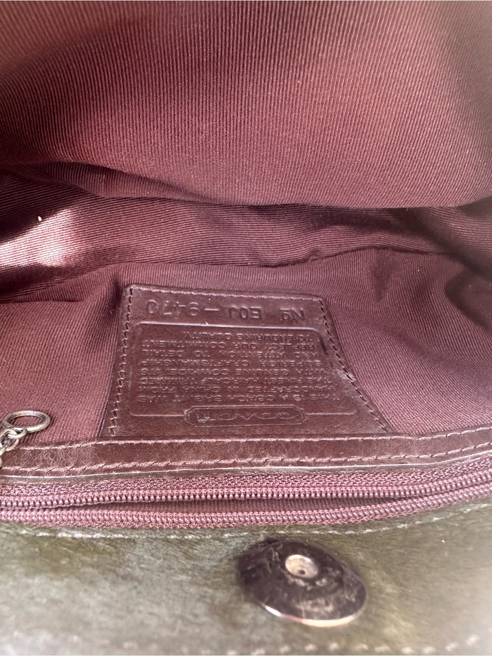 🫑Coach Dark Olive Green Calf Hair Shoulder Bag 9470. 🫑 - Picture 10 of 11